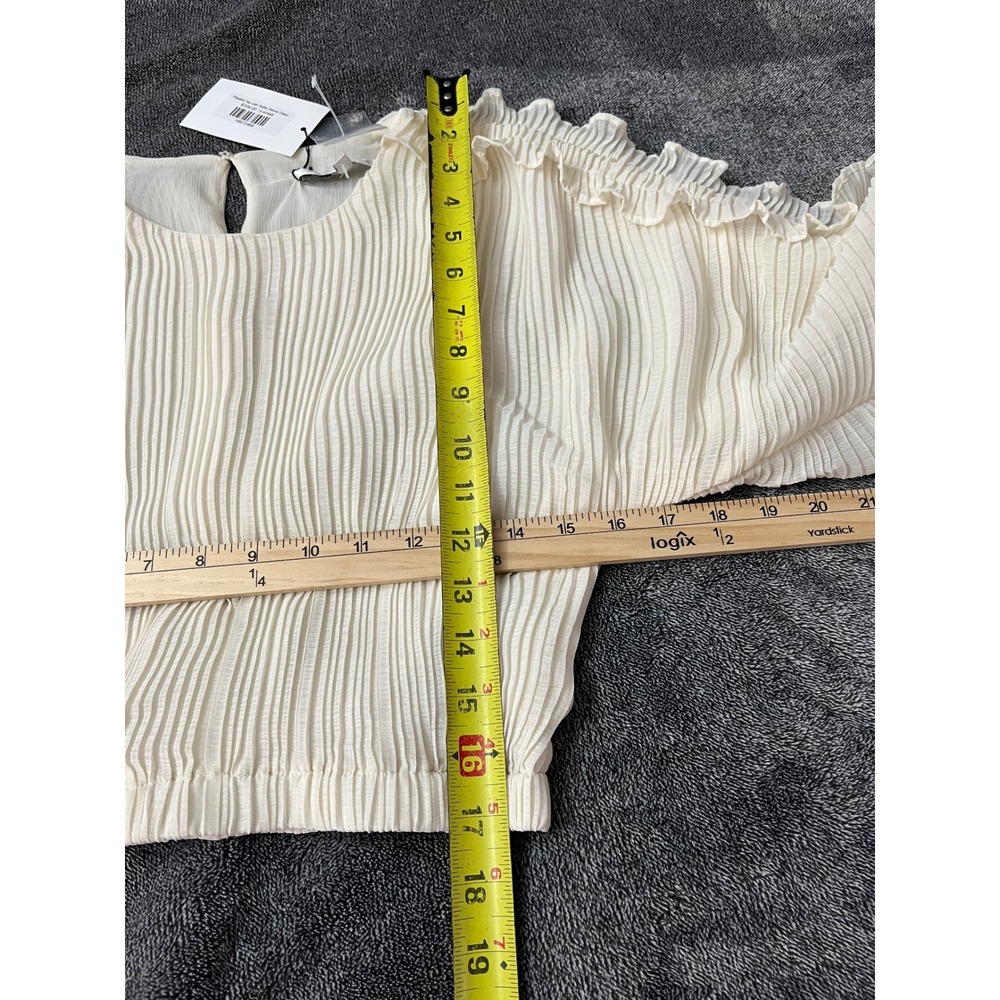 NWT Romantic Endless Rose Pleated Top with Ruffle Sleeve Cream Off White XS - Picture 7 of 8
